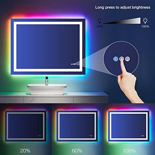 40"X32" RGB LED Bathroom Mirror with Lights