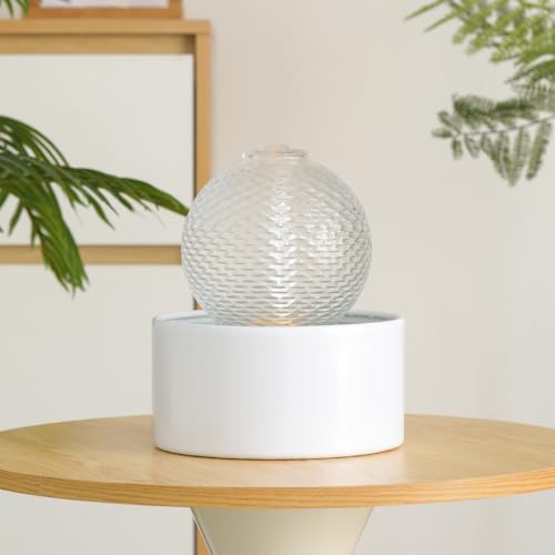 Indoor Water Feature Tabletop Ceramic Fountain Home Kitchen Office Decoration Modern Design Style