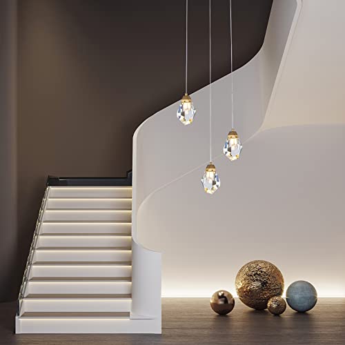 3 Lights Crystal Pendant Light Modern Cluster Chandelier