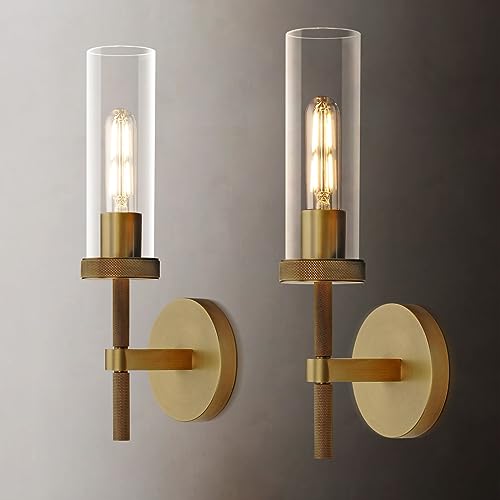 Brass knurled Wall Sconces Set of Two (2 Count)