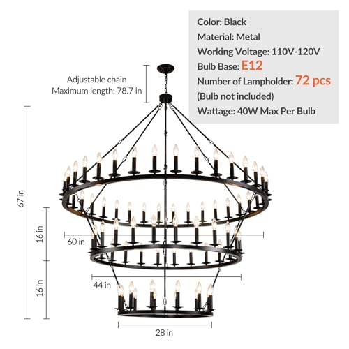 Extra Large 3 Tier Wagon Wheel Chandelier