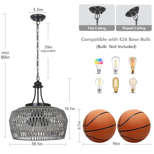 Grey Rattan Chandeliers for Dining Room
