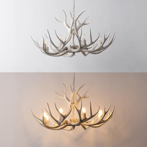 Eldora 8 Light Resin Antler Chandelier 36"