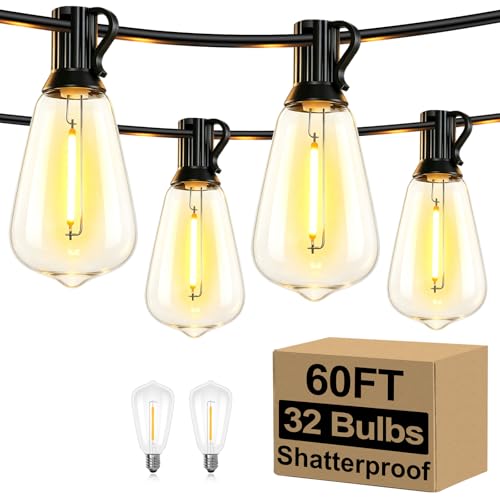 60FT Outdoor String Lights 32 Bulbs