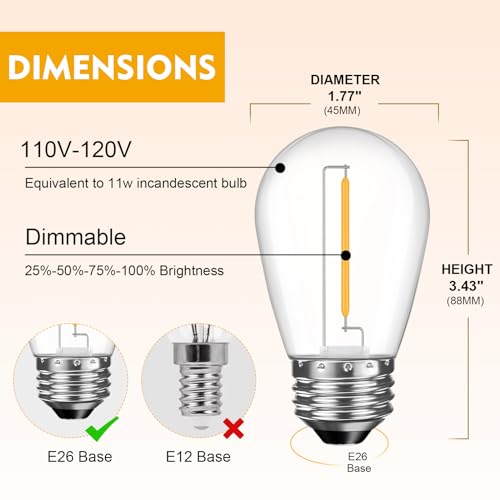 48 Pack LED S14 Replacement Light Bulbs