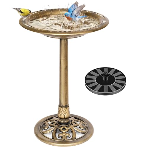 Bird Bath with Solar Fountain for Outside
