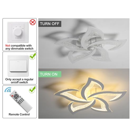 23" Modern Dimmable Flower LED Ceiling Light with Remote
