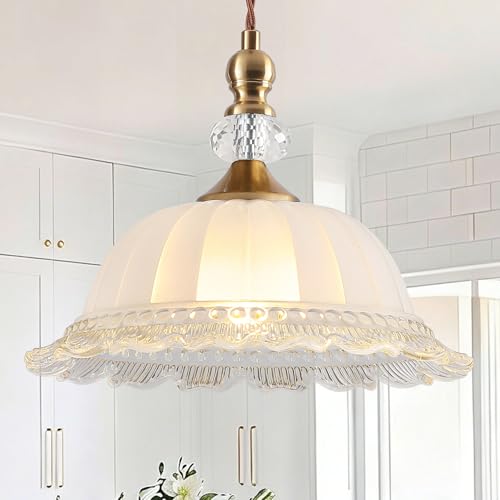 10.6" Milk Glass Vintage Pendant Light for Kitchen Island