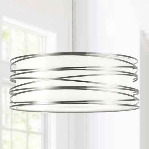 19.7" Drum Chandelier 5-Light Brushed Nickel Modern Pendant Light Adjustable Hanging Lighting Chandeliers for Dining Room Kitchen Island Foyer Living Room Bedrooms
