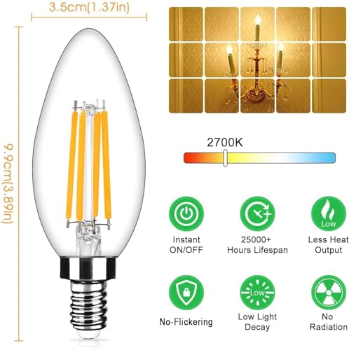 12 Pack Dimmable E12 LED Candelabra Bulbs 40Watt Equivalent (12 Count)