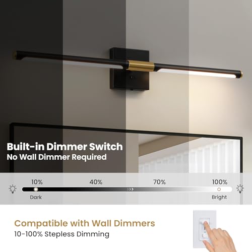 32 Inch Black and Gold Bathroom Vanity Light