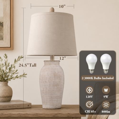 Ceramic Table Lamps Set of 2 for Living Room (2 Count)