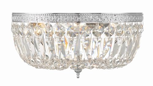 3 Light Spectra Crystal Polished Chrome Flush Mount