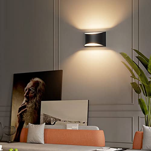 Black Modern LED Wall Sconce Indoor Wall Lights 1 Pack Hardwired Up and Down Wall Mount Light for Living Room Bedroom Hallway Corridor Conservatory Warm White 3000K