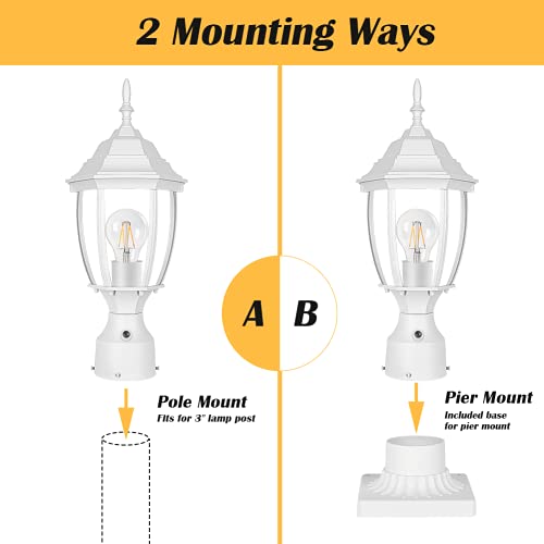 Dusk to Dawn White Outdoor Post Light with Pier Mount Base