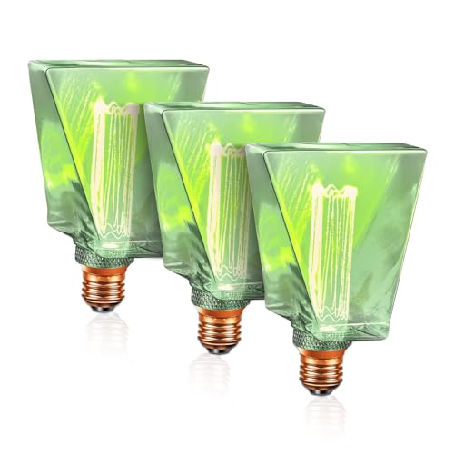 Green Light Bulbs LED Vintage Light Bulb 3.5W Equivalent 20W Ice Shaped E26 Led Bulb Medium Base (3 Count)