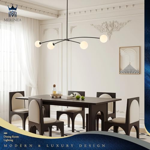 Black Sputnik Chandelier with Milk Glass Globe 4 Lights L51 Inch