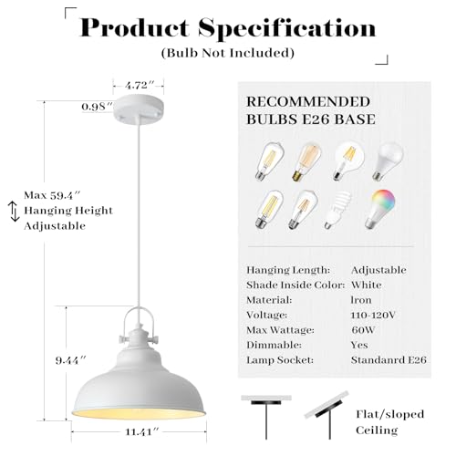 White Pendant Lights Kitchen Island (2 Count)