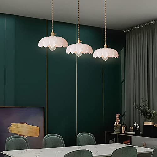 Milk White Glass Pendant Light Fixtures Medium 9.8 Inches Lampshade Gold Brass Finish and Switch Vintage Pendant Ceiling Lamp Copper Pendant Lighting