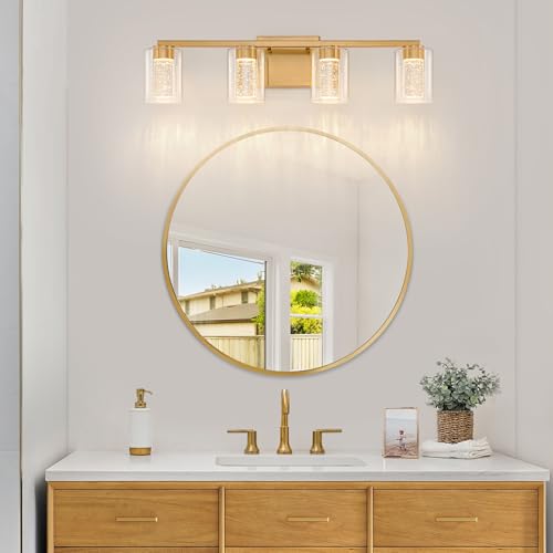4 Light Gold Vanity Light with 3 Color Modes