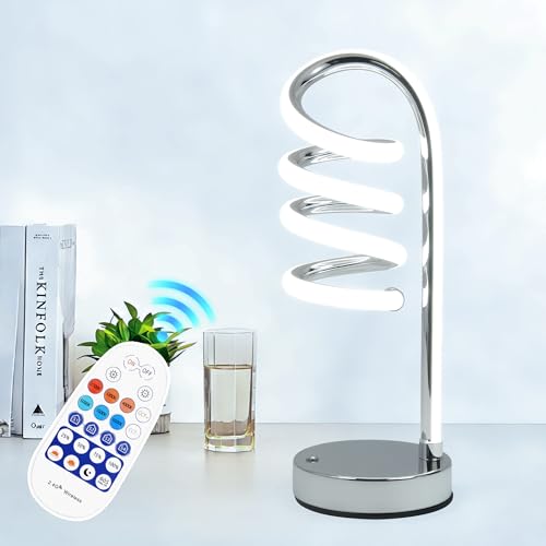 PIRTSDEL Modern Spiral Table Lamp for Bedside Nightstand Touch and Remote Dual Control