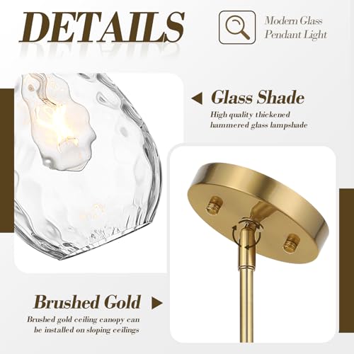 Brushed Gold Pendant Lights Kitchen Island 2 Pack (2 Count)