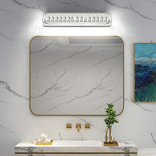 Crystal Bathroom Light Fixtures Over Mirror