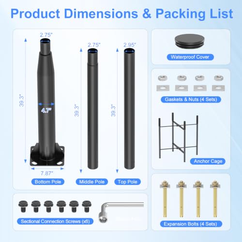10FT Street Light Pole for Post Top Light (10 FT)