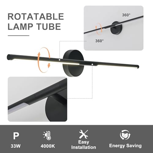 Matte Black Bathroom Light Fixtures Over Mirror 43 Inch
