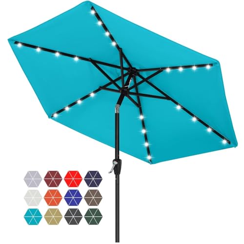 Solar Led Patio Umbrella with 24 Lights 7.5FT
