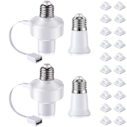 2 Pack E26 Light USB Socket Adapter (2 Count)