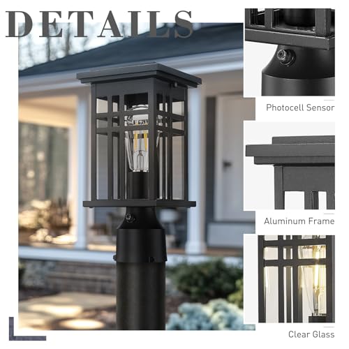 12.2 Inch Lamp Posts Outdoor Lighting with Clear Glass