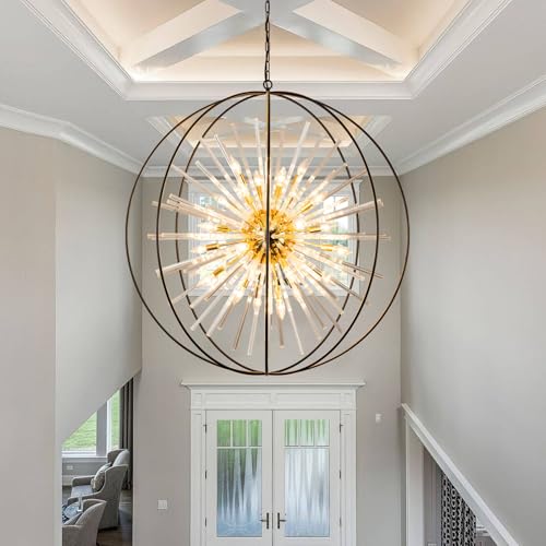 Extra Large Black and Gold Chandeliers for High Ceiling Foyer