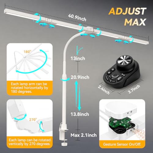 Adjustable LED Desk Lamp with Clamp & Remote
