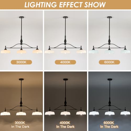 Chandeliers Black Modern Pendant Lighting Fixtures 3 Lights Chandelier White Glass Hanging Lamp for Island Dining Room Living Room
