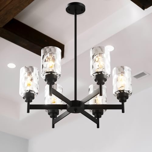 6 Light Black Chandelier 24.6" Farmhouse Chandeliers