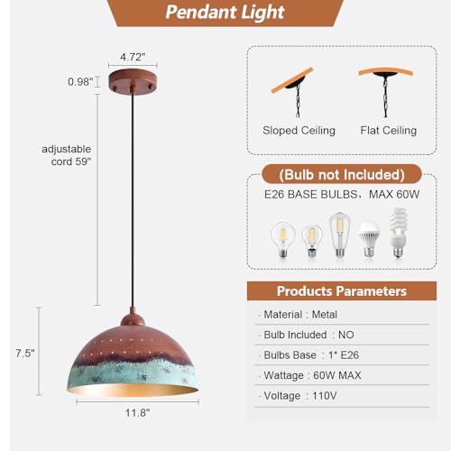11.8 Inch Metal Dome Pendant Light