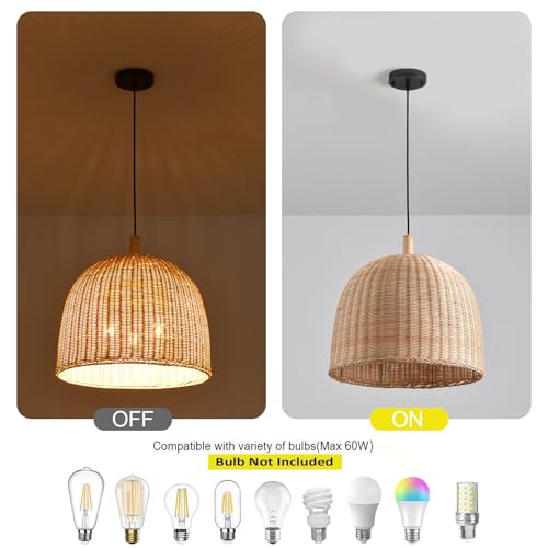 17.7" Rattan Pendant Light (3 Count)
