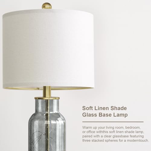 22" Glass Table Lamps Set of 2 with LED Nightlight for Bedroom (2 Count)