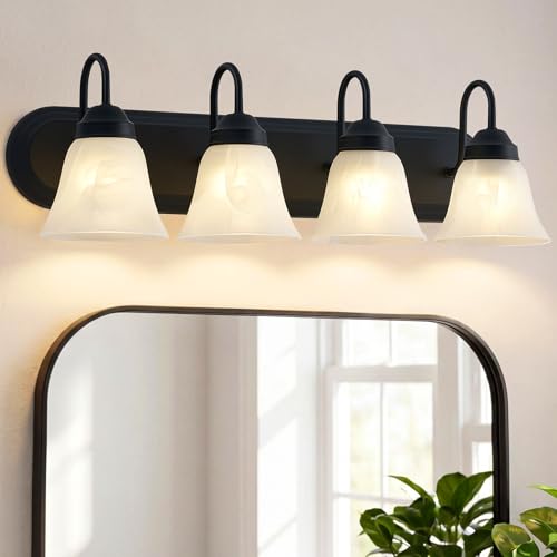 4 Light Bathroom Light Fixtures Over Mirror