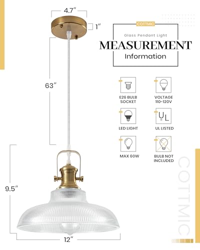 Gold Glass Pendant Lights Kitchen Island (2 Count)