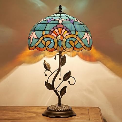 Tiffany Lamp Stained Glass Table Bedside Reading Light W12H19 inch