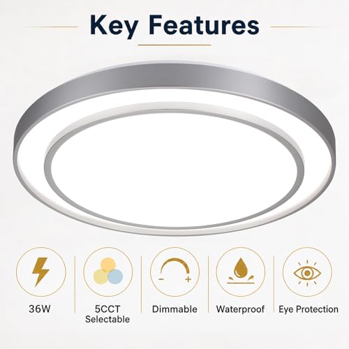 20Inch LED Flush Mount Ceiling Light (Silver / 20Inch)