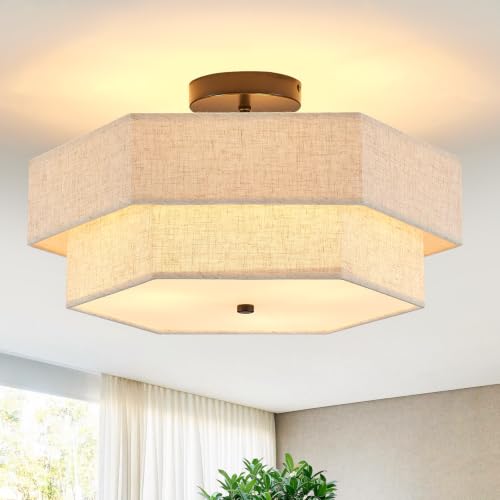18" Large Black Semi Flush Mount Ceiling Light