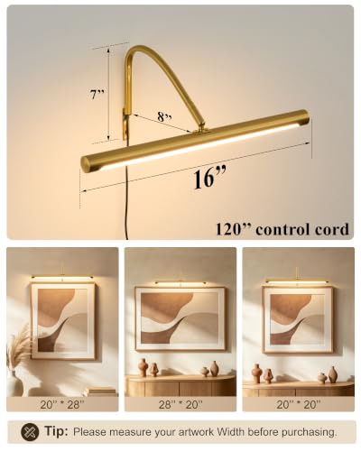 Plug in Picture Light for Wall (Gold / 16 Inch)