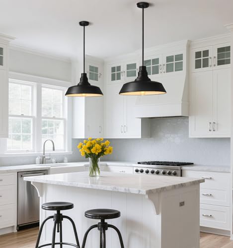 18" Large Black Farmhouse Pendant Light
