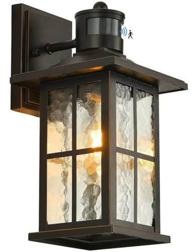Motion Sensor Porch Light Black Dusk to Dawn Outdoor Wall Lantern