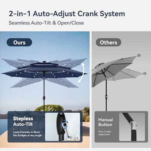 10ft Outdoor Patio Umbrella with Solar Lights