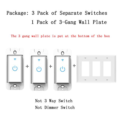 Smart WiFi Light Switch 3 Gang Compatible with Alexa and Google Home