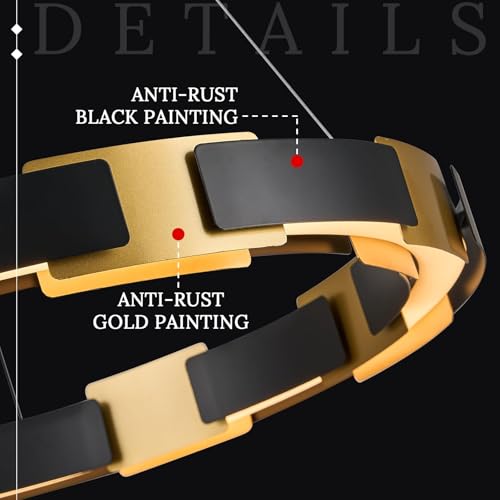 LED Ring Chandelier Modern Black Gold Chandeliers for Dining Room Dimmable